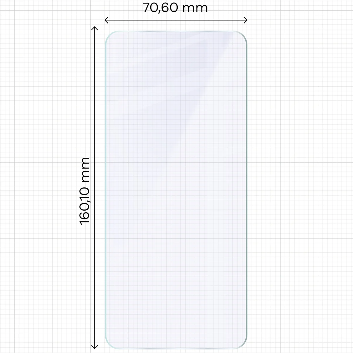 Miarka z wymiarami szkła hybrydowego Bizon Hybrid Mule do Motorola Moto G17 Power